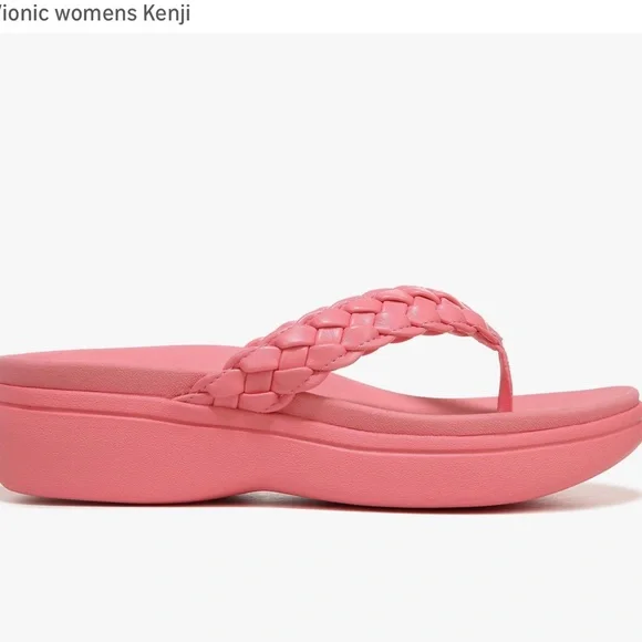 Vionic Kenji Pink Braided Platform Wedge Sandal - Picture 2 of 11